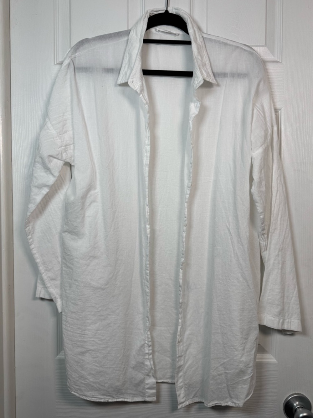 Talulah White Cotton Oversized Button Down Tunic Shirt Large